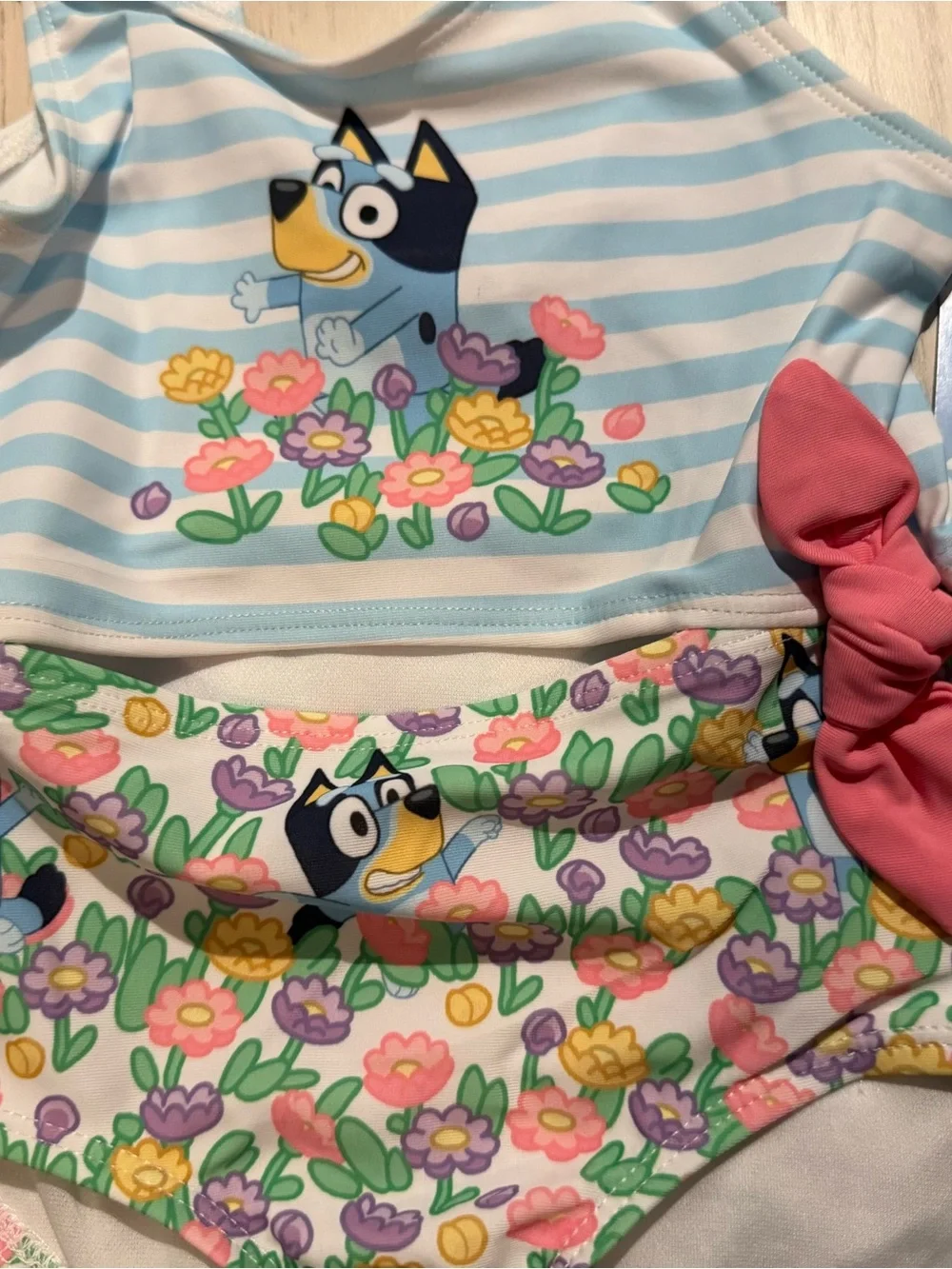 Bluey Toddler Girls 3T Floral Swimsuit Hooded Cover Up 2 Piece Swim Set NWT